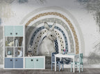 Bunny Rainbow Wallpaper : Grey Rabbit Nursery Mural