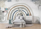 Bunny Rainbow Wallpaper : Grey Rabbit Nursery Mural - View 5