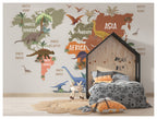 Dinosaur World Map Wallpaper : Kids Continents Mural - View 2