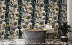 Dark Calla Lily Wallpaper : Moody Leaf Rows Mural - View 6