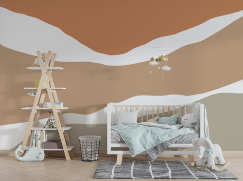 Terracotta Wave Wallpaper : Boho Abstract Hills Mural