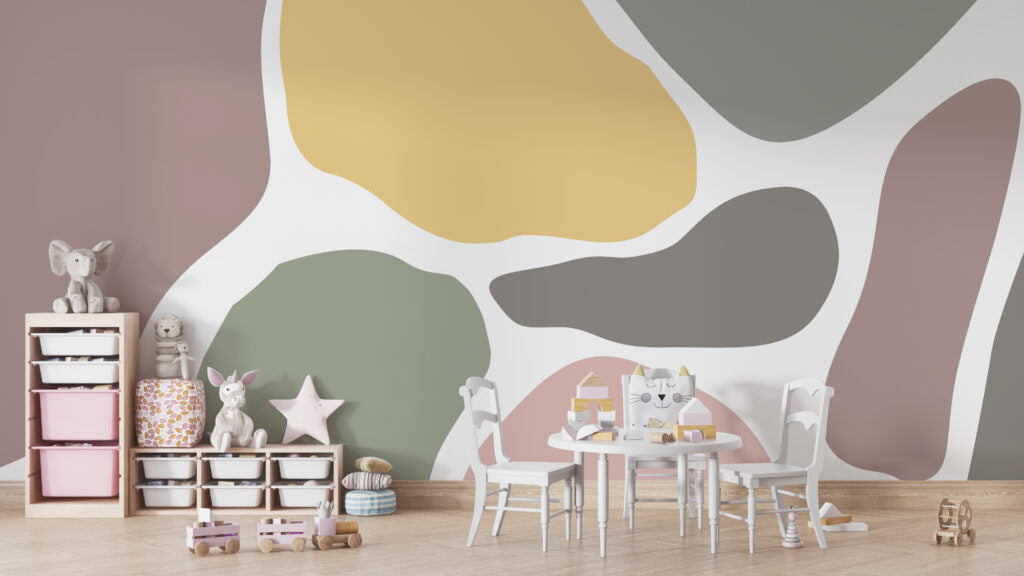 Organic Shapes Wallpaper : Pastel Abstract Mural - View 3