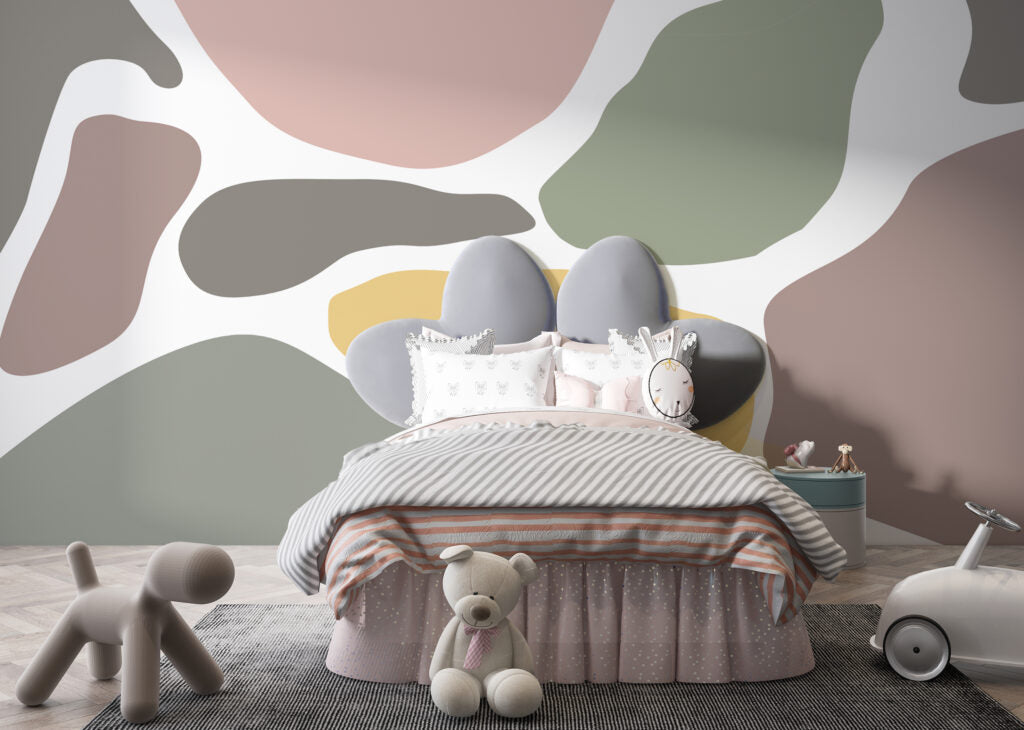 Organic Shapes Wallpaper : Pastel Abstract Mural - View 2