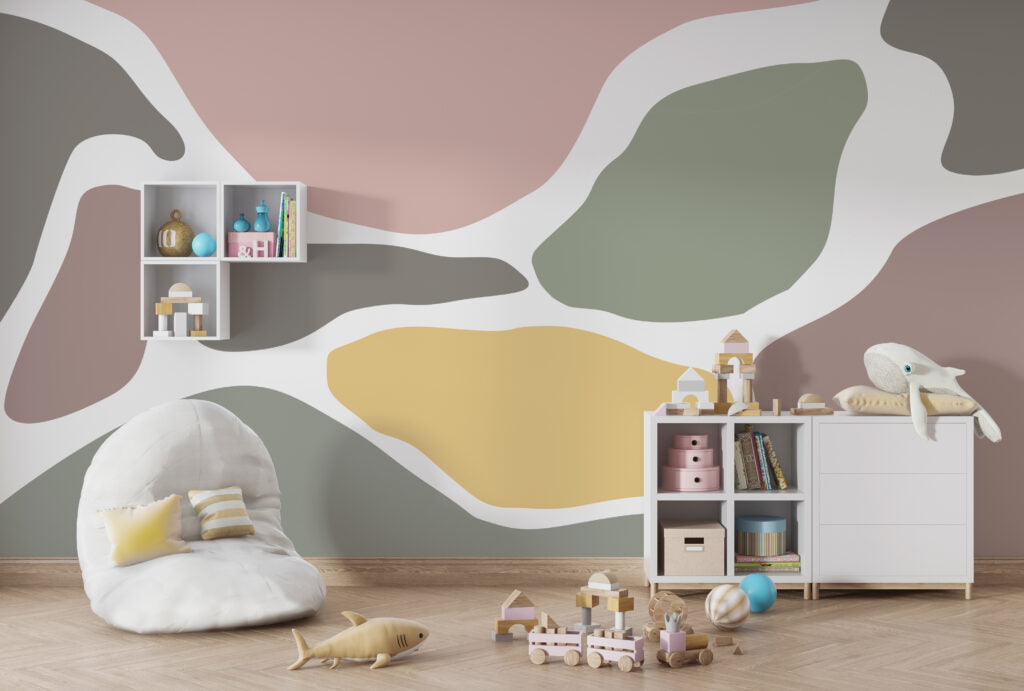 Organic Shapes Wallpaper : Pastel Abstract Mural