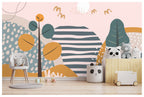 Boho Hills Wallpaper : Trees And Stripes Kids Mural - View 5