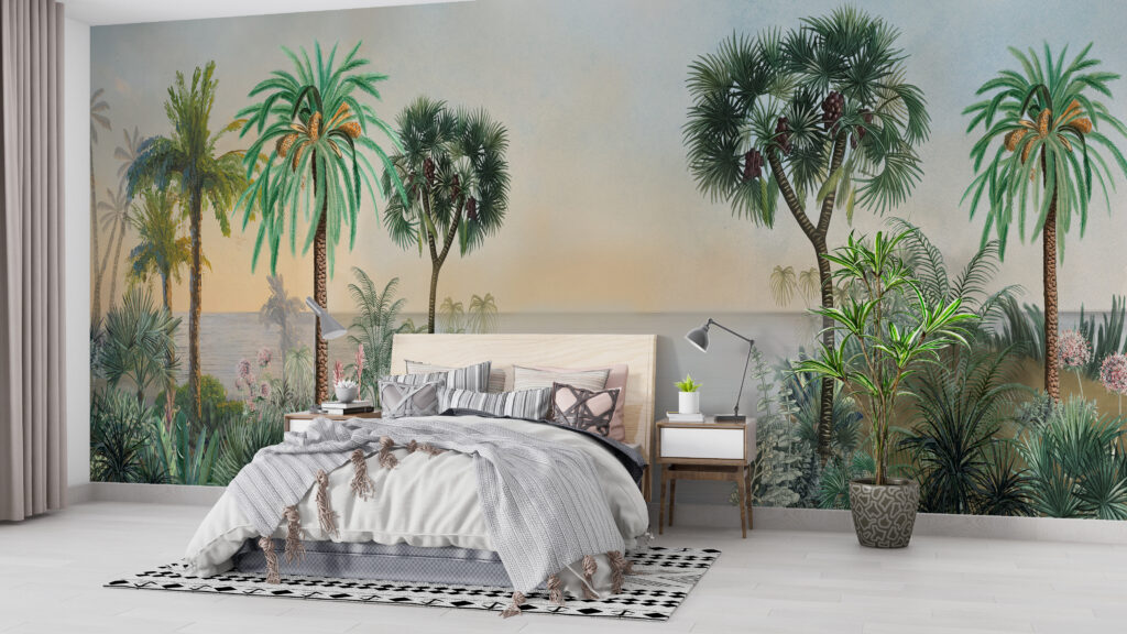 Tropical Sea View Wallpaper : Palm Coast Mural - View 6