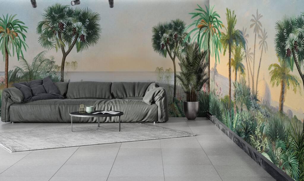 Tropical Sea View Wallpaper : Palm Coast Mural - View 3
