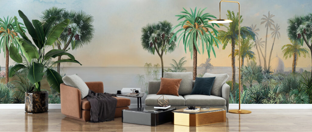 Tropical Sea View Wallpaper : Palm Coast Mural - View 4