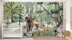 Jungle Elephant Wallpaper : Forest Animals Mural - View 2
