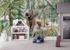 Jungle Elephant Wallpaper : Forest Animals Mural - View 4
