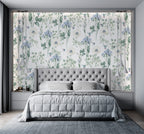 Blue Wildflower Bird Wallpaper : Botanical Hummingbird Pattern - View 3
