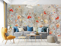 Red Poppy Branch Wallpaper : Colorful Floral Mural