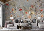 Red Poppy Branch Wallpaper : Colorful Floral Mural - View 4
