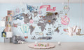 Kids Travel World Map Wallpaper : Hot Air Balloon Animal Map Mural