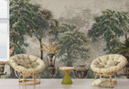 Vintage Tropical Urns Wallpaper : Antique Jungle Mural