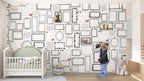 Doodle Frames Wallpaper : Black And White Sketch Mural - View 2