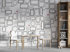Doodle Frames Wallpaper : Black And White Sketch Mural - View 3