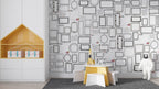 Doodle Frames Wallpaper : Black And White Sketch Mural - View 5