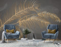 Gold Palm Leaf Wallpaper : Charcoal Fronds Mural