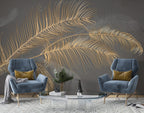 Gold Palm Leaf Wallpaper : Charcoal Fronds Mural