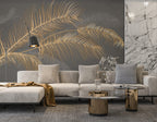 Gold Palm Leaf Wallpaper : Charcoal Fronds Mural - View 3