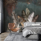 Silver Banana Leaf Wallpaper : Dark Tropical Mural