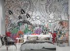 Coral Reef Line Art Wallpaper : Colorful Ocean Mural