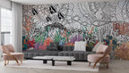 Coral Reef Line Art Wallpaper : Colorful Ocean Mural - View 2