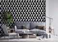 Black and White Triangle Wallpaper : Monochrome Geometric Pattern Mural