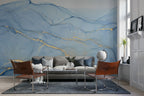 Blue Gold Marble Wallpaper : Watercolor Agate Vein Mural - View 3