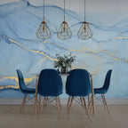Blue Gold Marble Wallpaper : Watercolor Agate Vein Mural - View 4