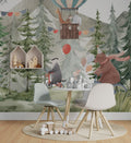 Forest Bike Ride Wallpaper : Hot Air Balloon Woodland Mural