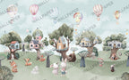Woodland Tree House Wallpaper : Cute Animal Forest Homes Mural - View 2