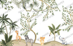 Baby Jungle Animals Wallpaper : Teepee Safari Nursery Mural - View 2