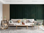 Green Panel Molding Wallpaper : Dark Wainscot Effect Mural - View 2