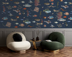Fish And Coral Wallpaper : Navy Sea Life Mural