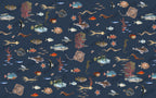 Fish And Coral Wallpaper : Navy Sea Life Mural - View 2