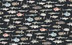 Vintage Fish Species Wallpaper : Sea Life Illustration Mural - View 2