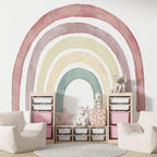 Pastel Rainbow Wallpaper : Soft Watercolor Nursery Mural - View 4