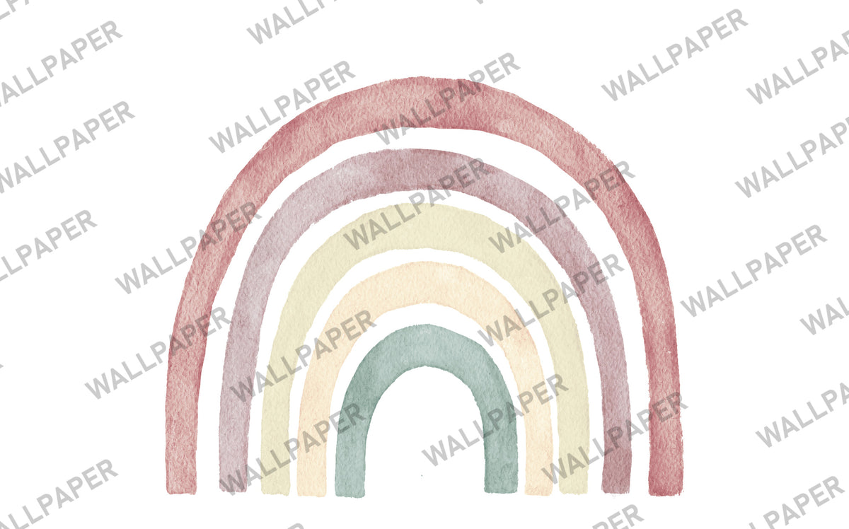 Pastel Rainbow Wallpaper : Soft Watercolor Nursery Mural - flat design