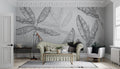 Black And White Banana Tree Wallpaper : Sketch Leaves Mural