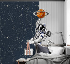 Astronaut Constellation Wallpaper : Line Art Space Kids Mural - View 3