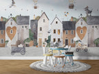 Love Town Animals Wallpaper : Cute Village Kids Mural