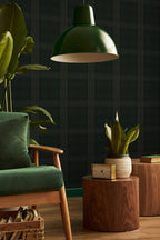 Green Plaid Wallpaper : Dark Forest Tartan Pattern - View 3