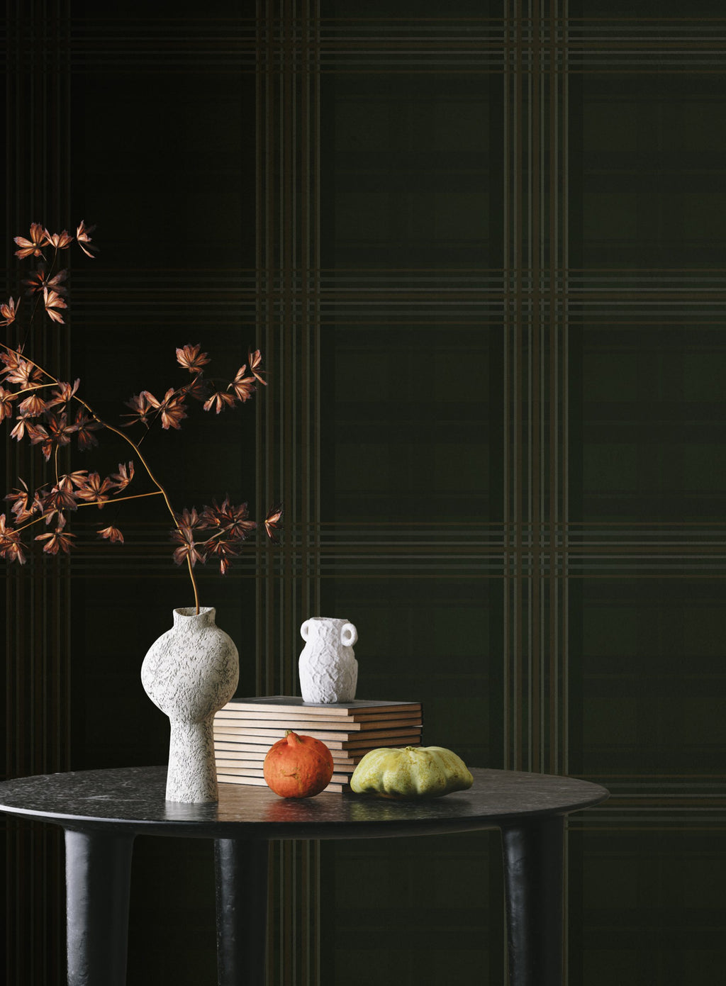 Green Plaid Wallpaper : Dark Forest Tartan Pattern - View 4