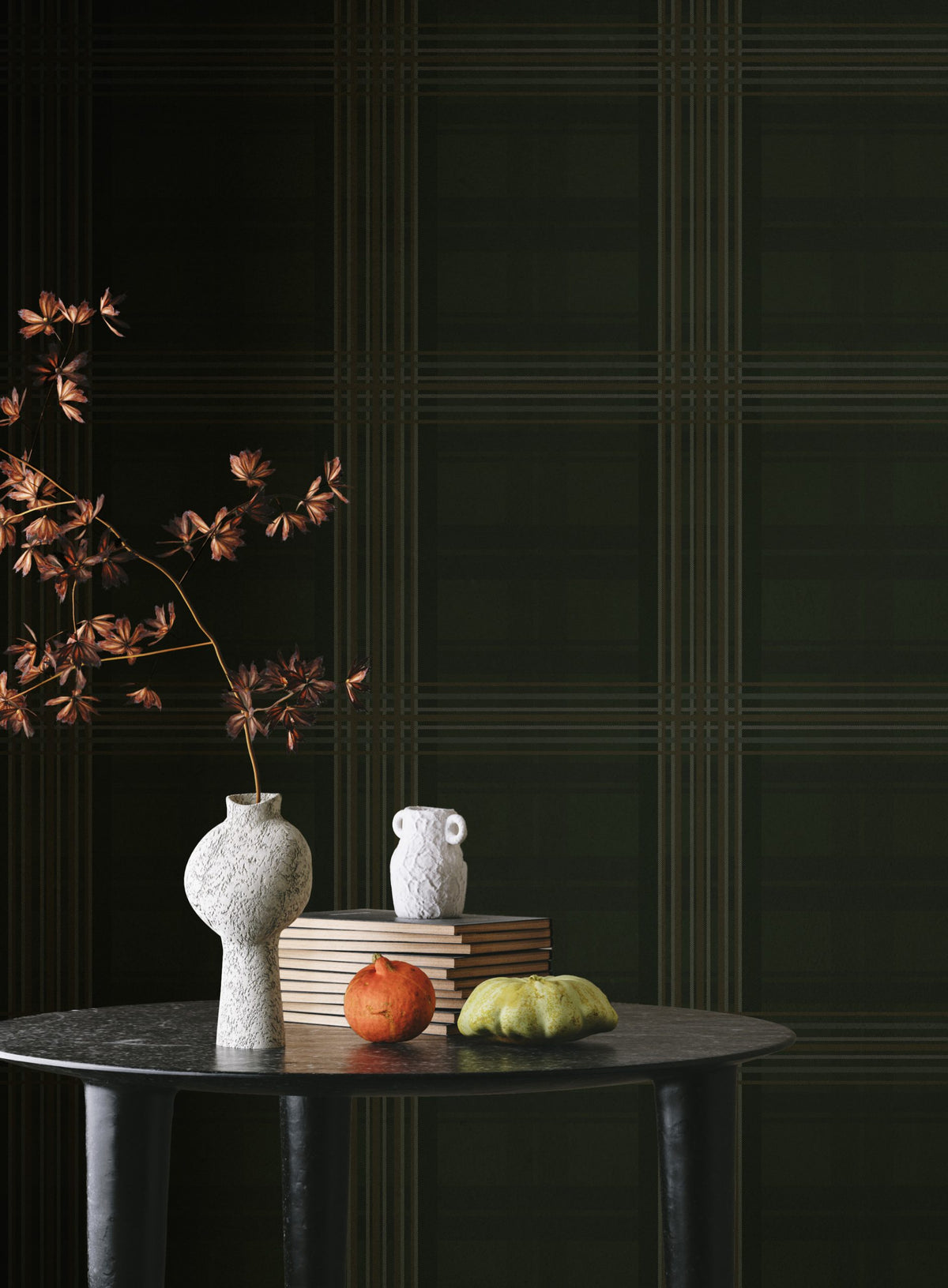 Green Plaid Wallpaper : Dark Forest Tartan Pattern - View 4