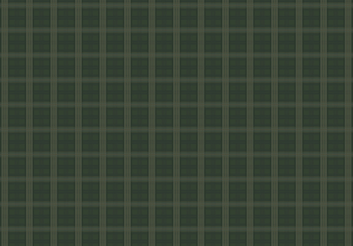 Green Plaid Wallpaper : Dark Forest Tartan Pattern - flat design