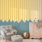 Yellow Stripe Zigzag Wallpaper : Two Tone Kids Room Mural - View 3