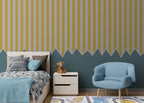 Yellow Stripe Zigzag Wallpaper : Two Tone Kids Room Mural - View 5