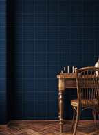 Navy Plaid Wallpaper : Classic Tartan Check Pattern - View 4
